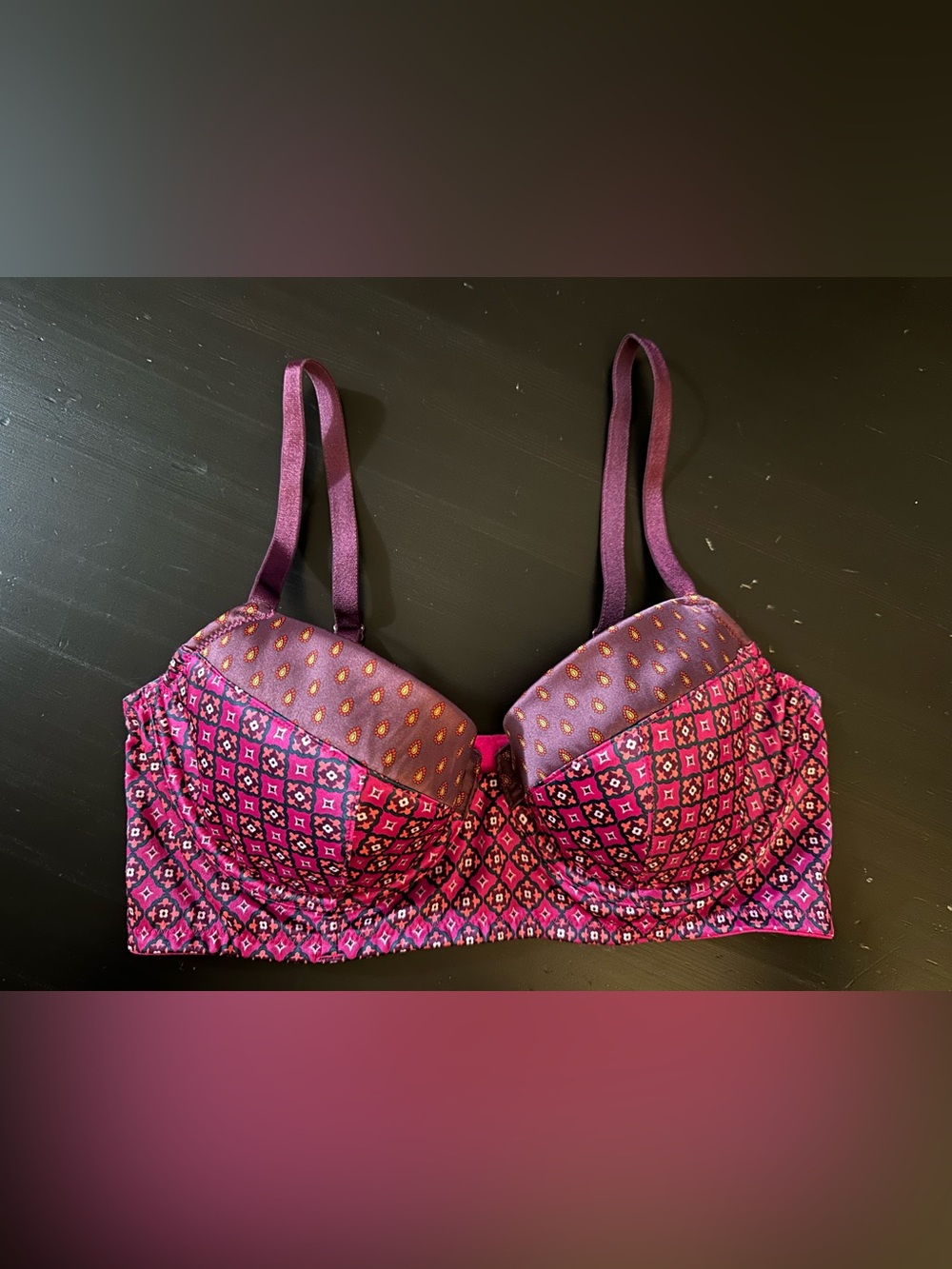 Victoria's Secret Plum and Fuchsia Patterned Underwire Bra
